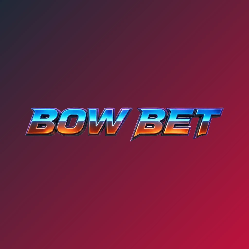 Bold 3D gaming logo with the text BOW BET in energetic colors, featuring a modern esports-inspired horizontal rectangular wordmark design on a transparent background